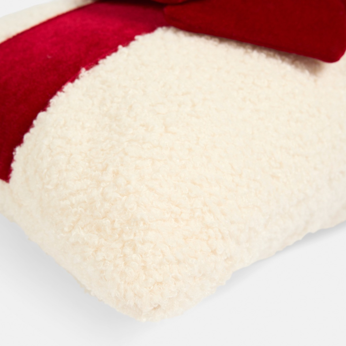 OHS Bow Wrapped Cushion - Red/Cream>