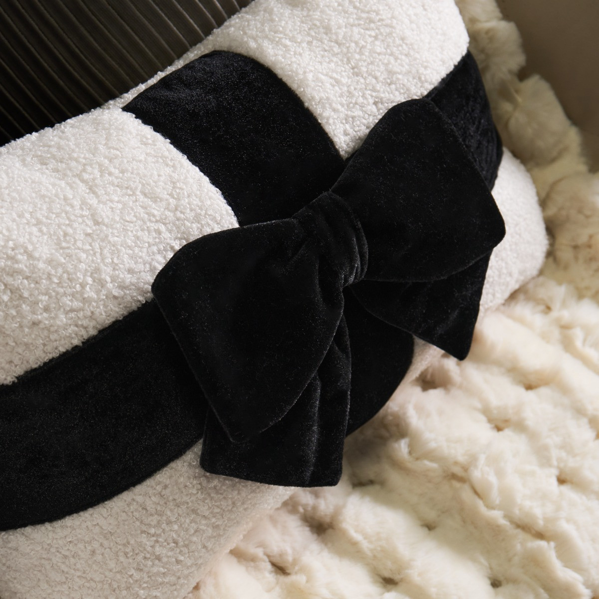 OHS Bow Wrapped Cushion - Monochrome>