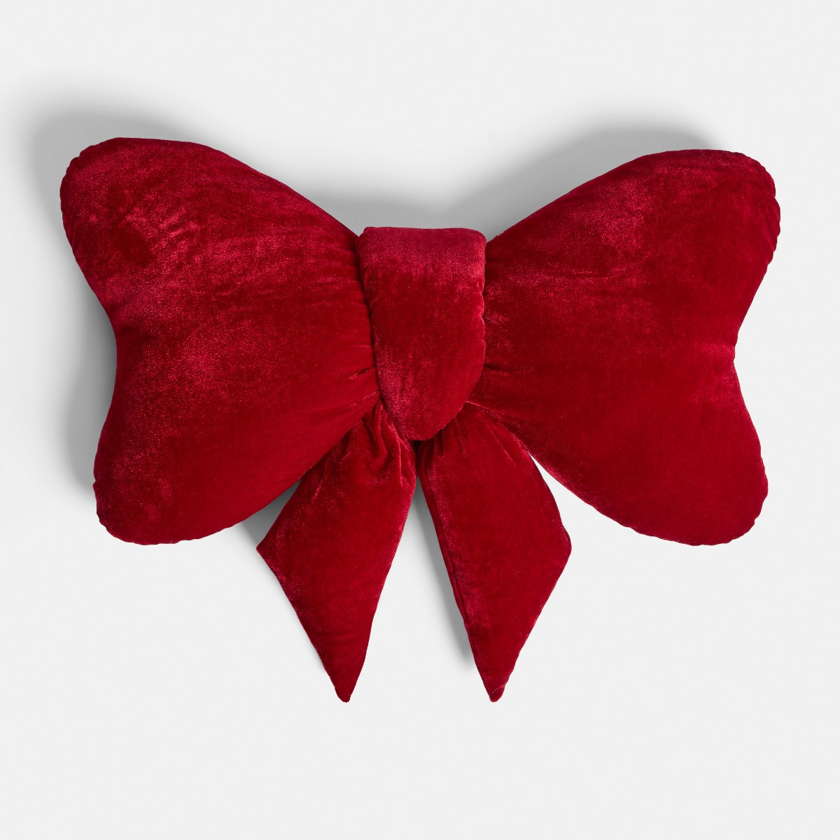 OHS Velvet Bow Shaped Cushion - Red>