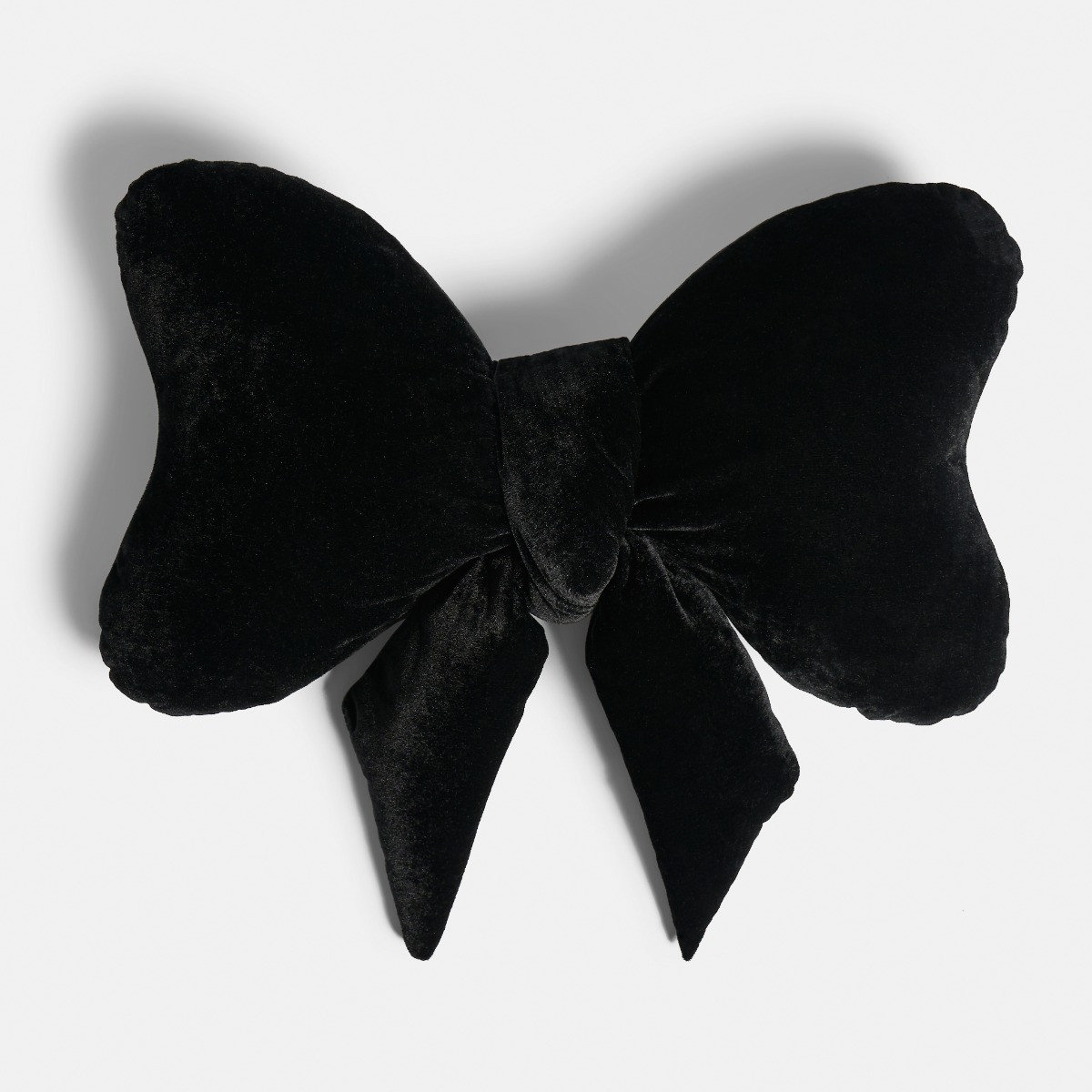 OHS Velvet Bow Shaped Cushion - Black>