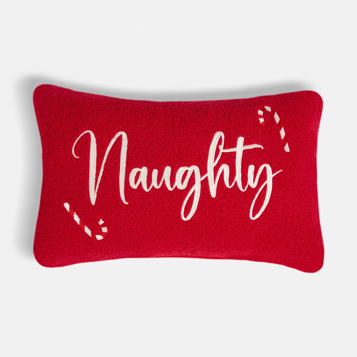 OHS Naughty And Nice Filled Cushion - Red/Cream>