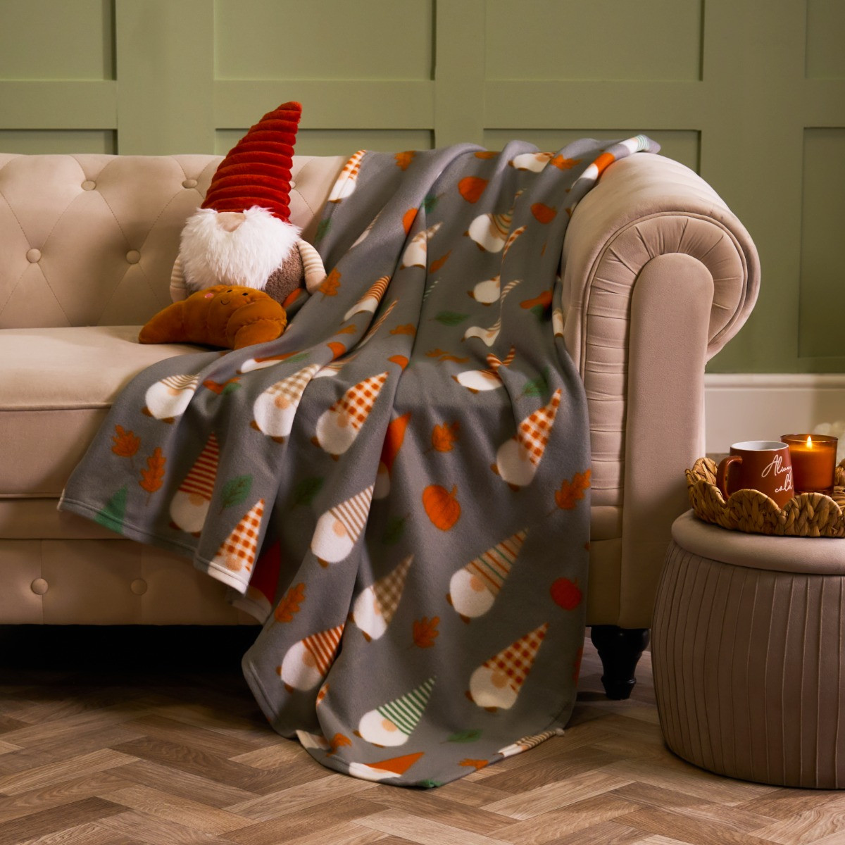 OHS Autumnal Gonk Polar Fleece Throw - Charcoal>