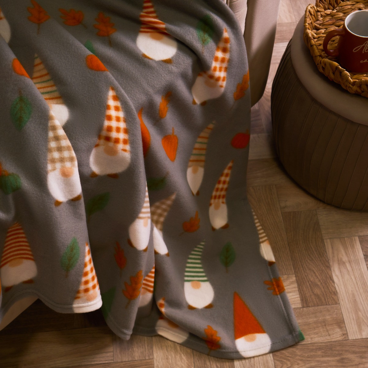 OHS Autumnal Gonk Polar Fleece Throw - Charcoal>