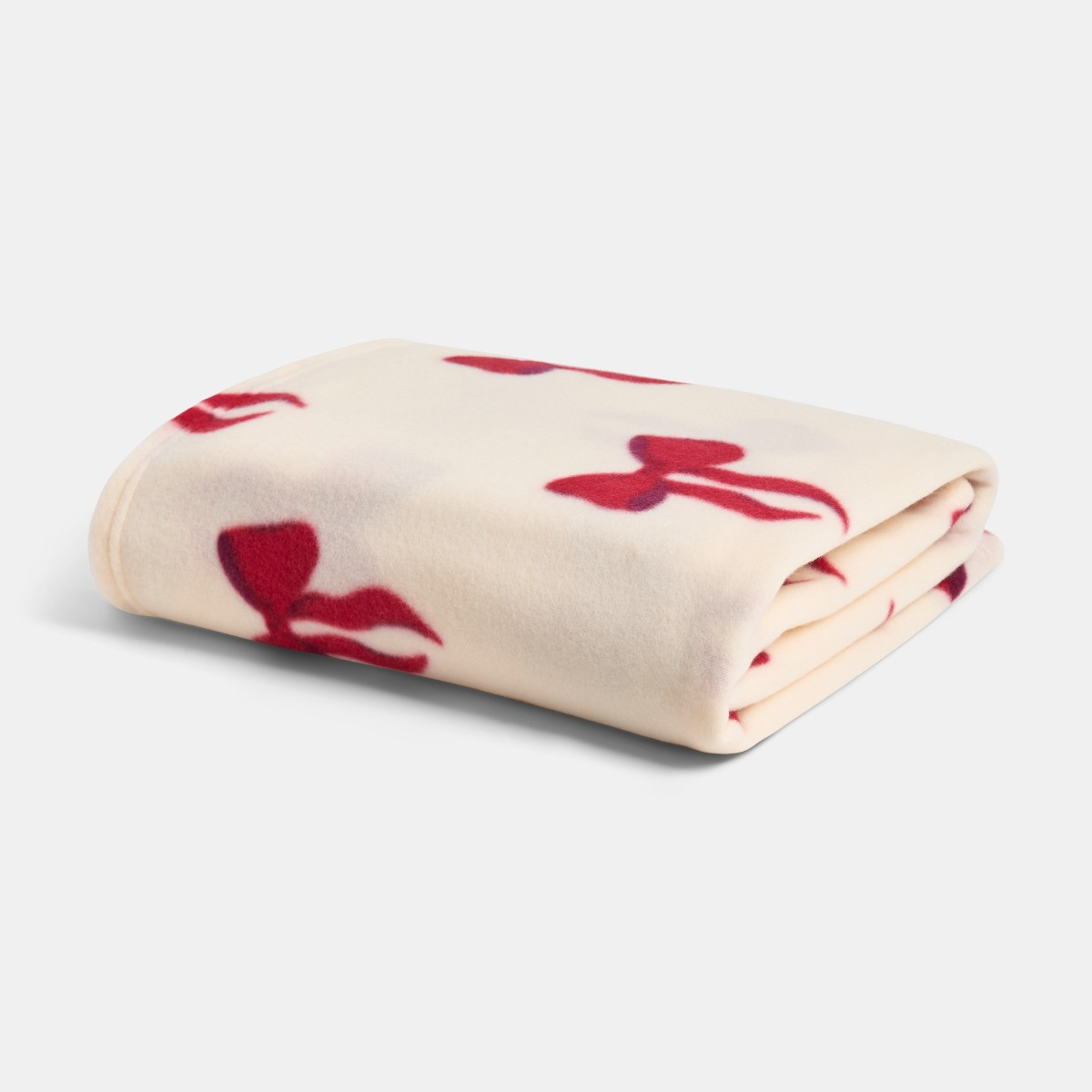 OHS Bow Print Fleece Throw - Cream/Red >