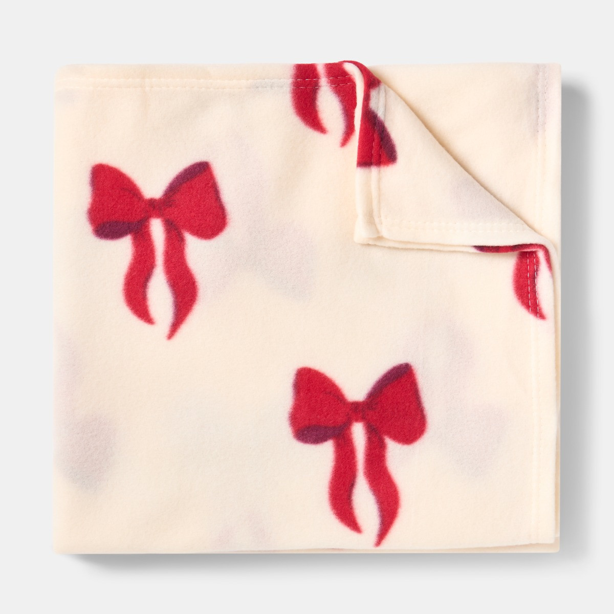 OHS Bow Print Fleece Throw - Cream/Red >