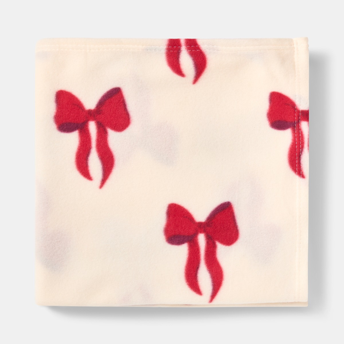 OHS Bow Print Fleece Throw - Cream/Red >