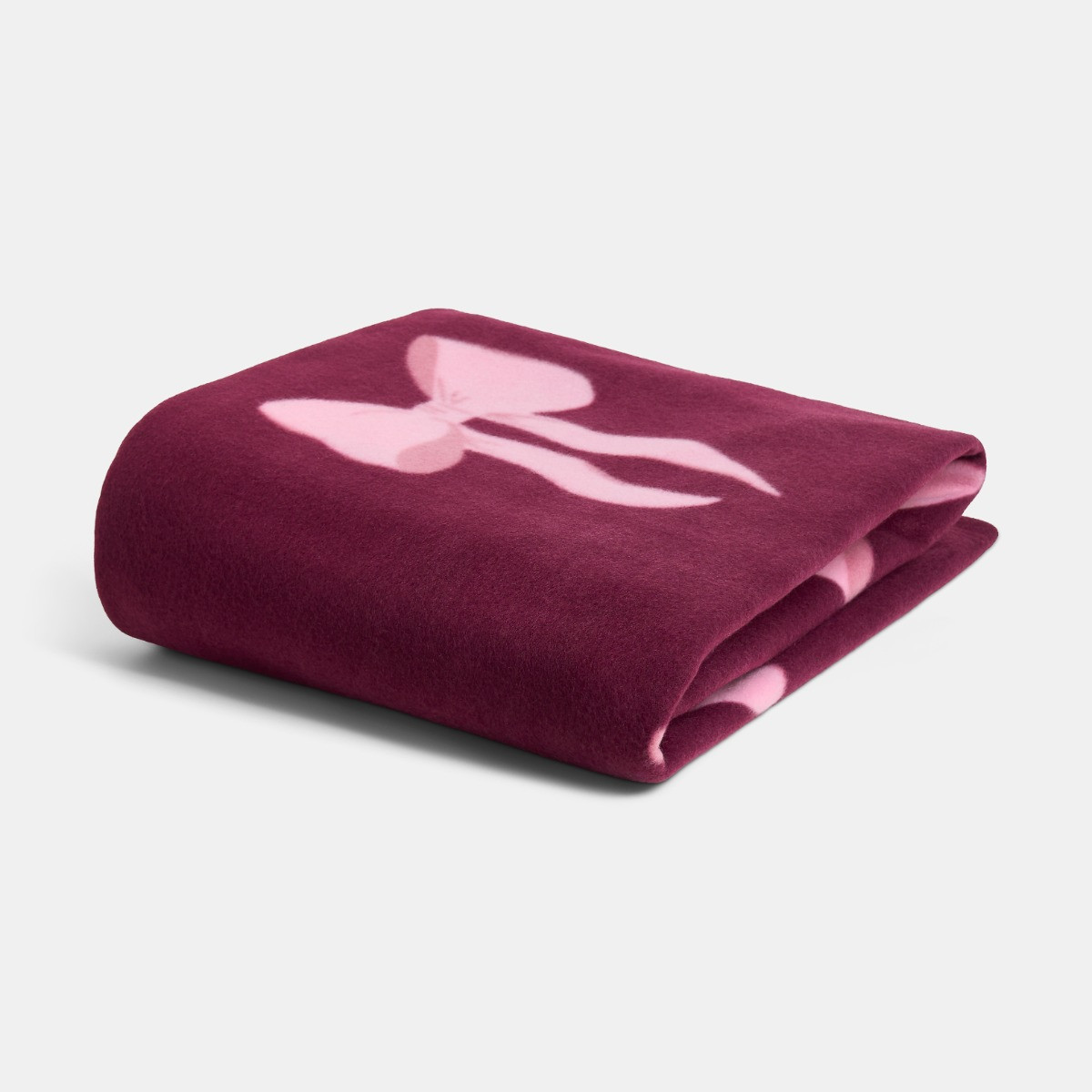 OHS Bow Print Fleece Throw - Burgundy/Pink>