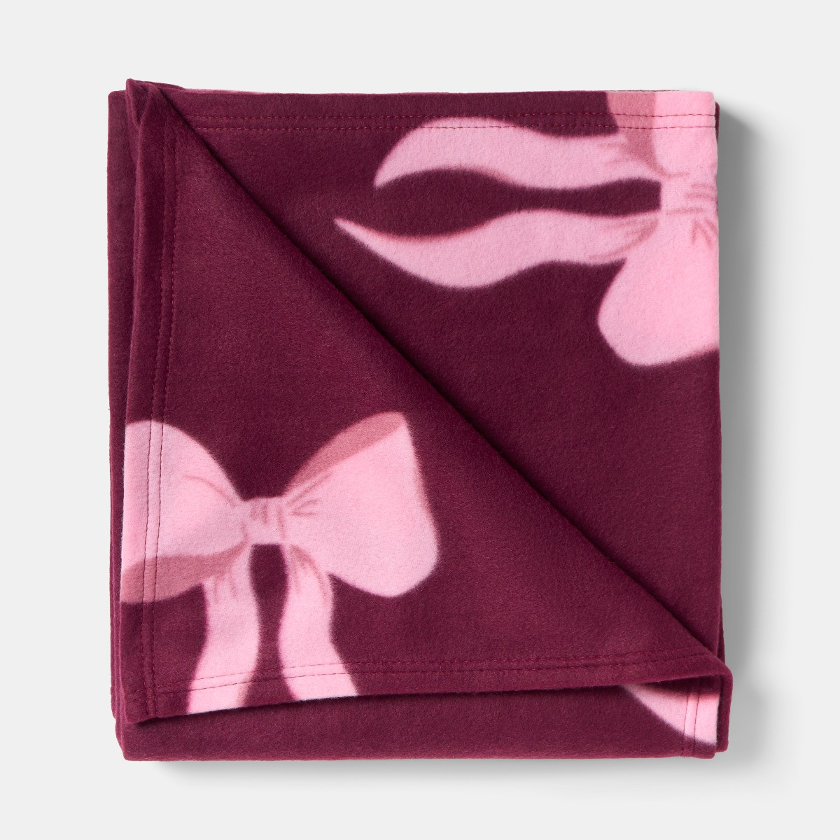 OHS Bow Print Fleece Throw - Burgundy/Pink>