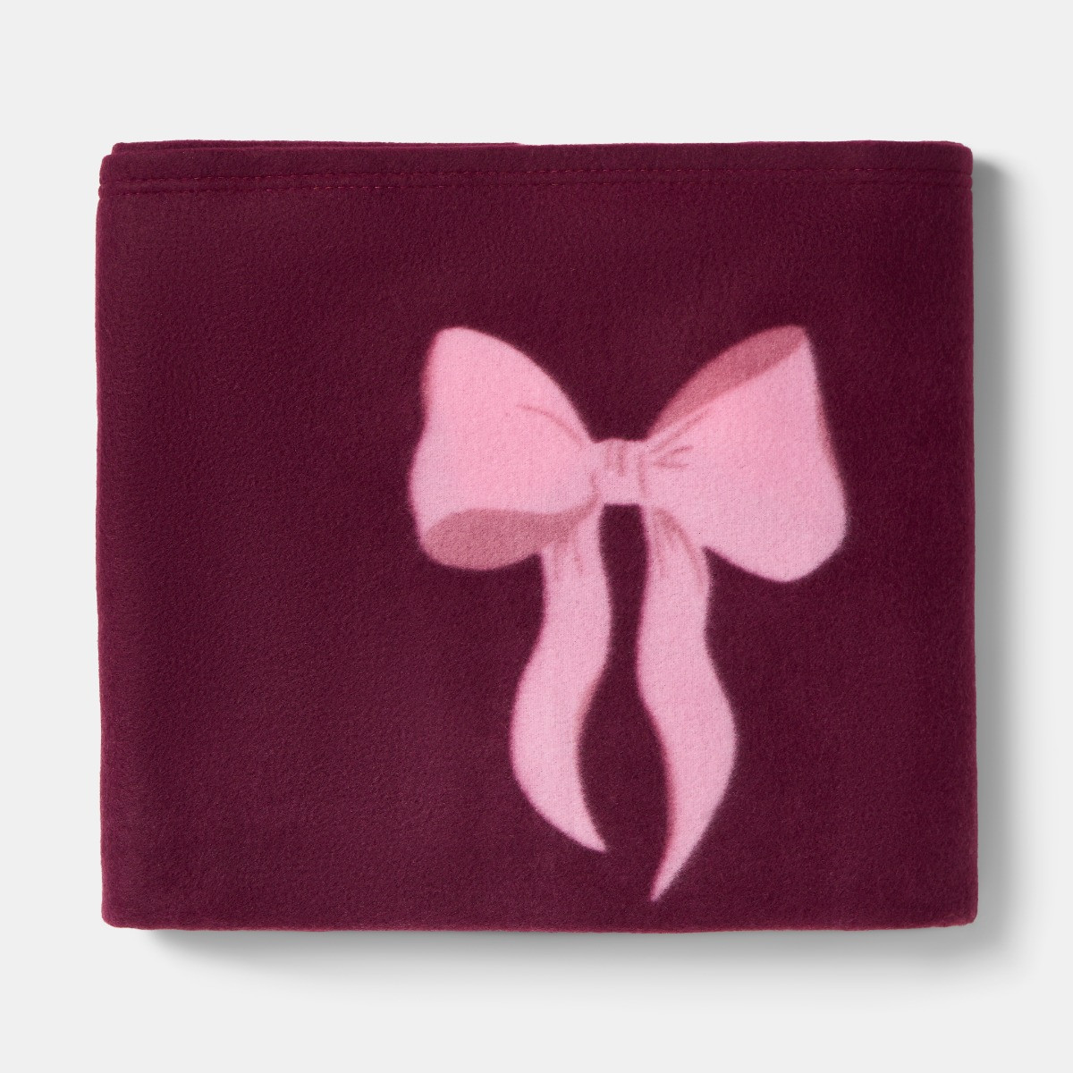 OHS Bow Print Fleece Throw - Burgundy/Pink>