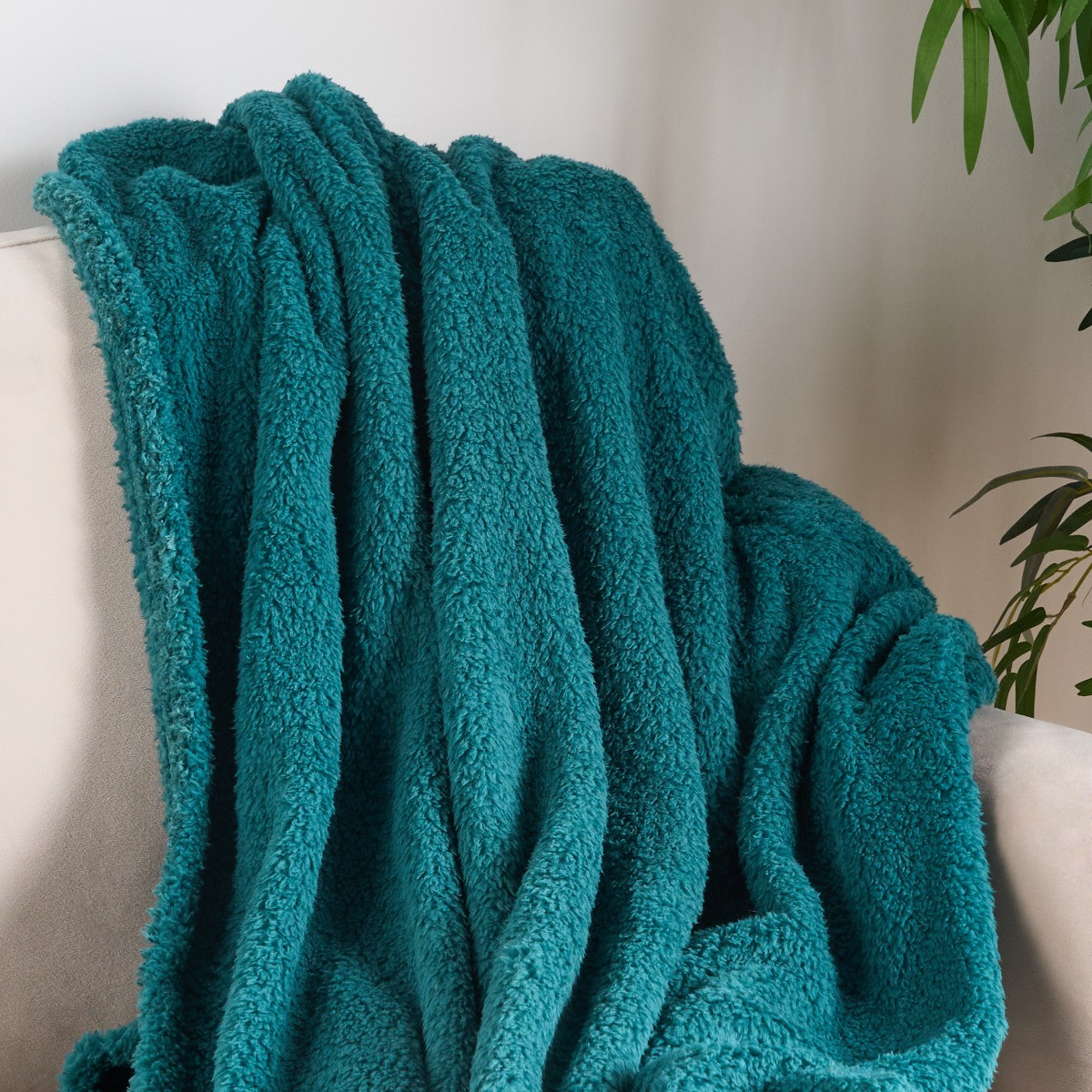 OHS Teddy Fleece Throw, Teal - 150 x 200cm>