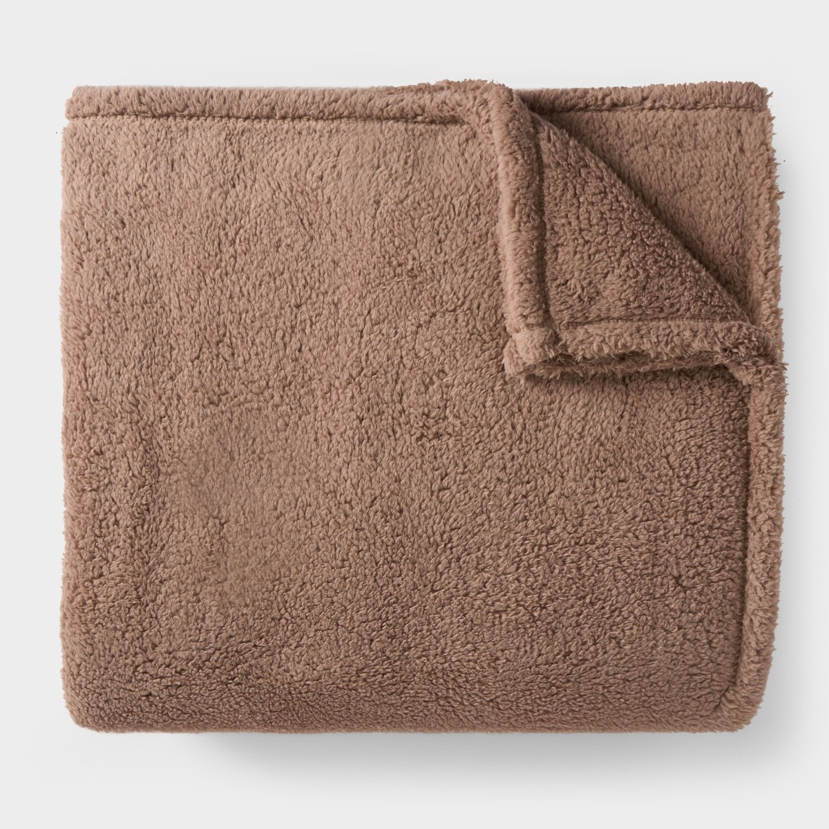 OHS Teddy Fleece Throw, Mocha - 200 x 240cm>