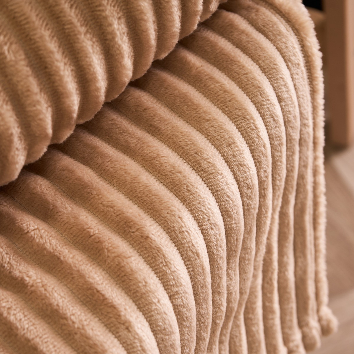 OHS Ribbed Fleece Throw - Natural>