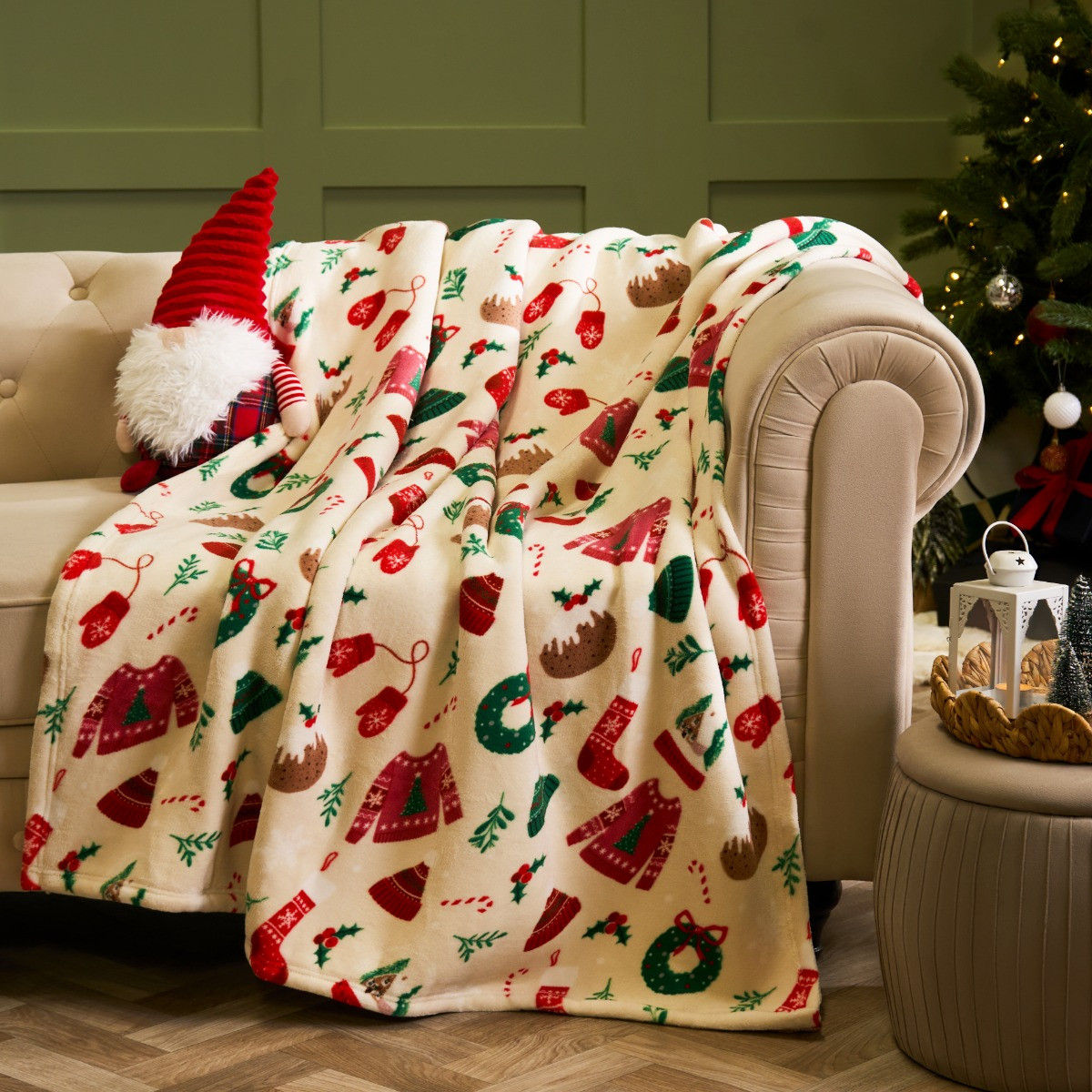 OHS Novelty Christmas Throw - Natural>