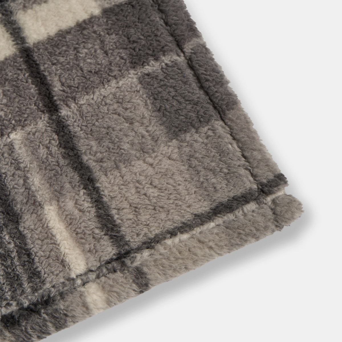 OHS Winter Check Teddy Throw - Charcoal>