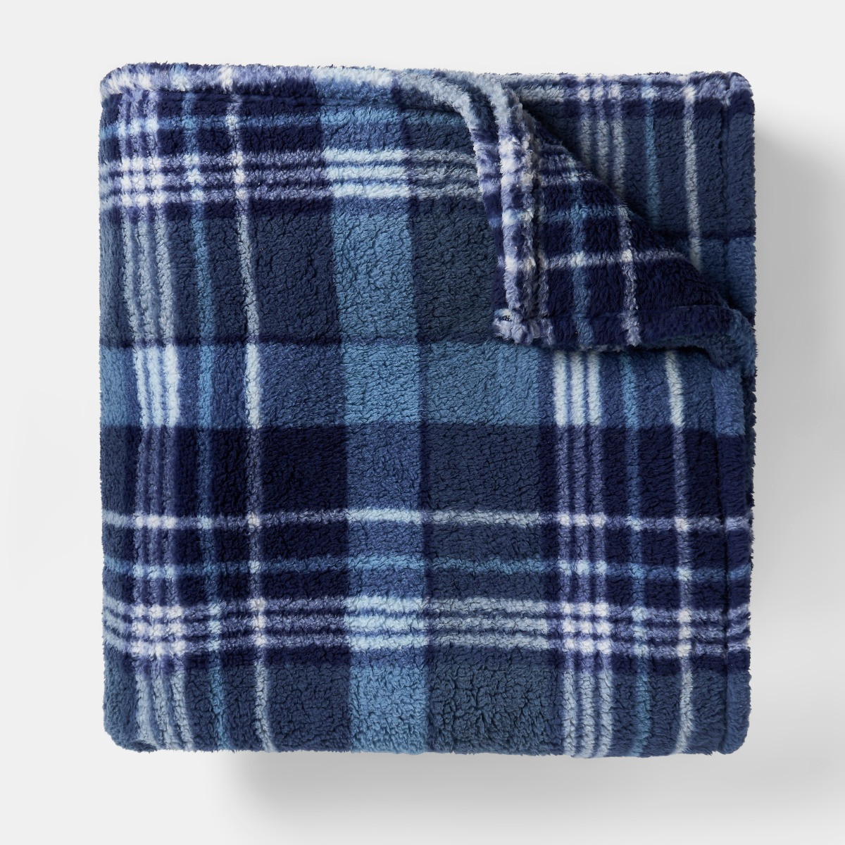 OHS Winter Check Teddy Throw - Navy>