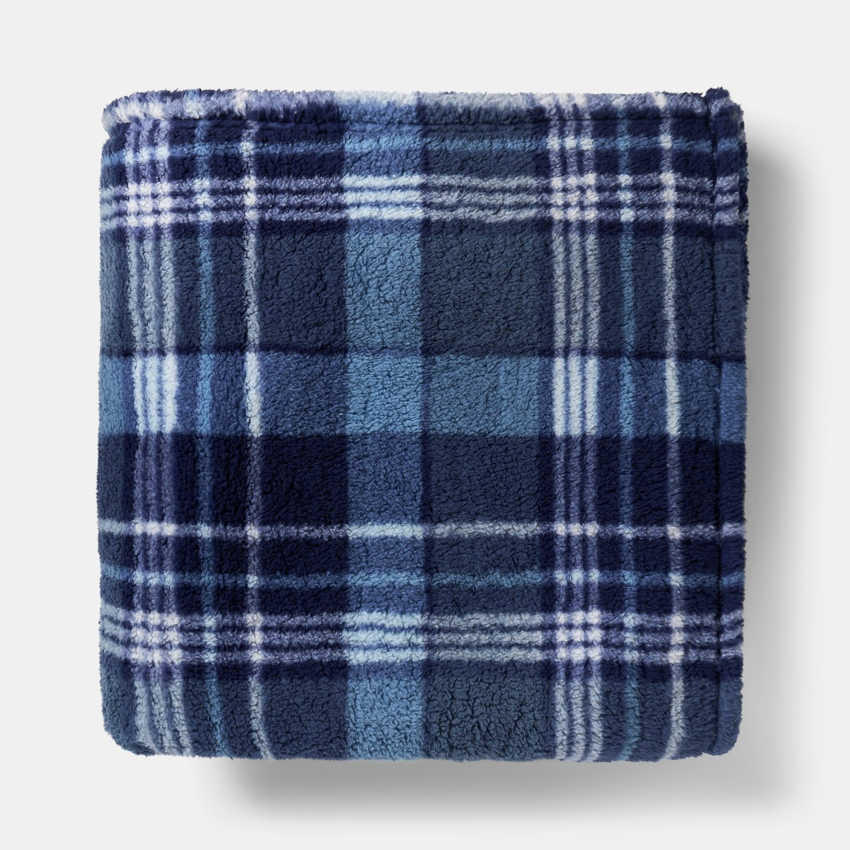 OHS Winter Check Teddy Throw - Navy>