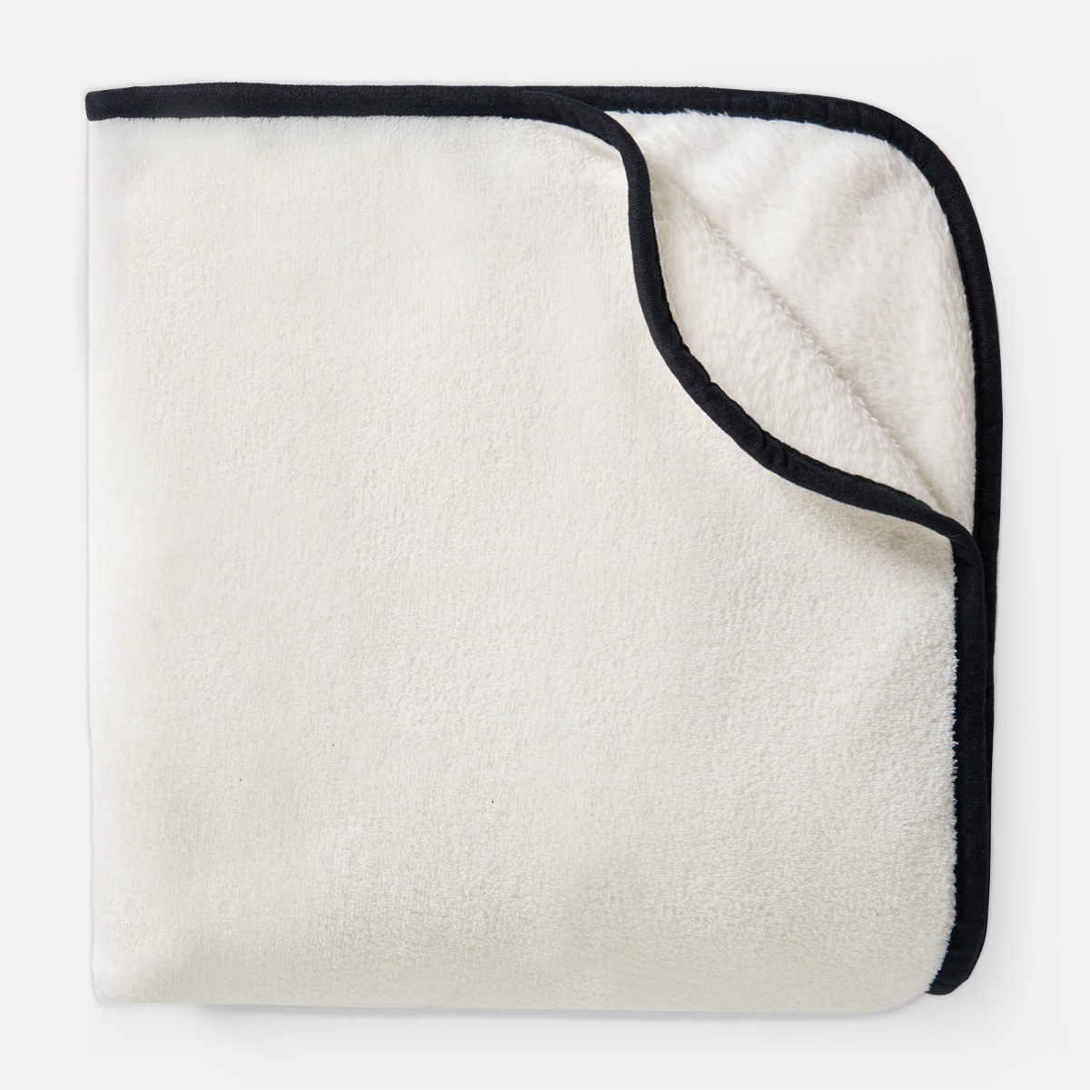 OHS Piped Edge Throw - Cream/ Black>