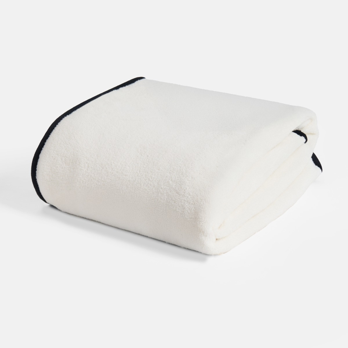OHS Piped Edge Throw - Cream/ Black>