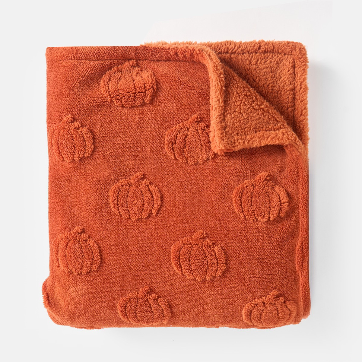 OHS Tufted Pumpkin Fleece Throw - Rust>
