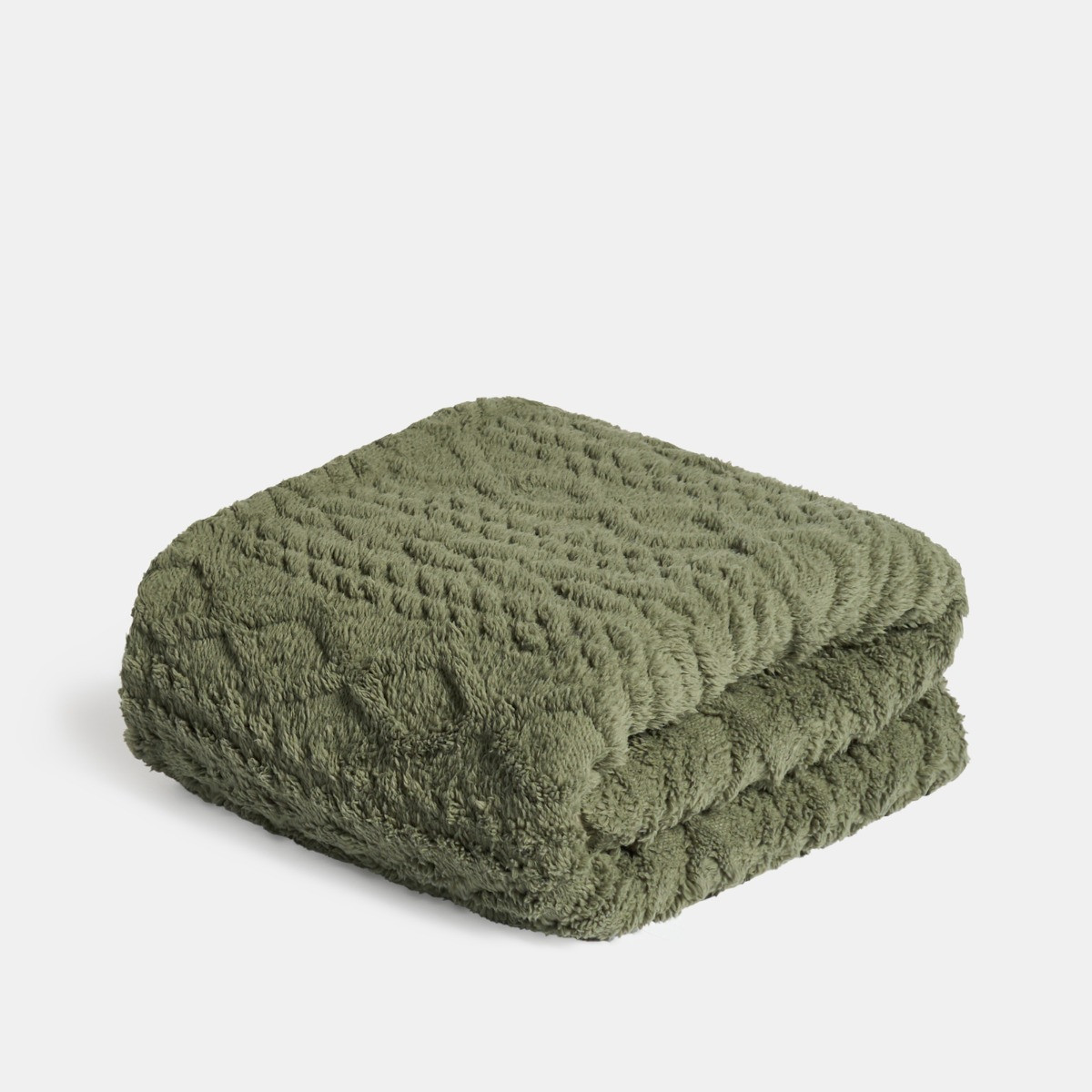 OHS Cable Knit Sherpa Throw - Woodland Green>