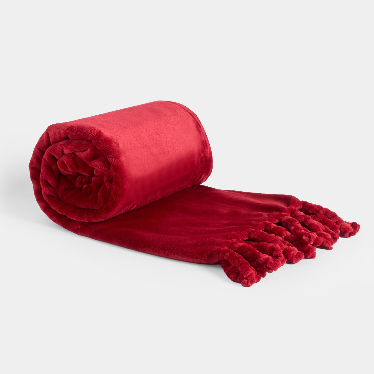 OHS Ultra Soft Tassel Throw - Red>