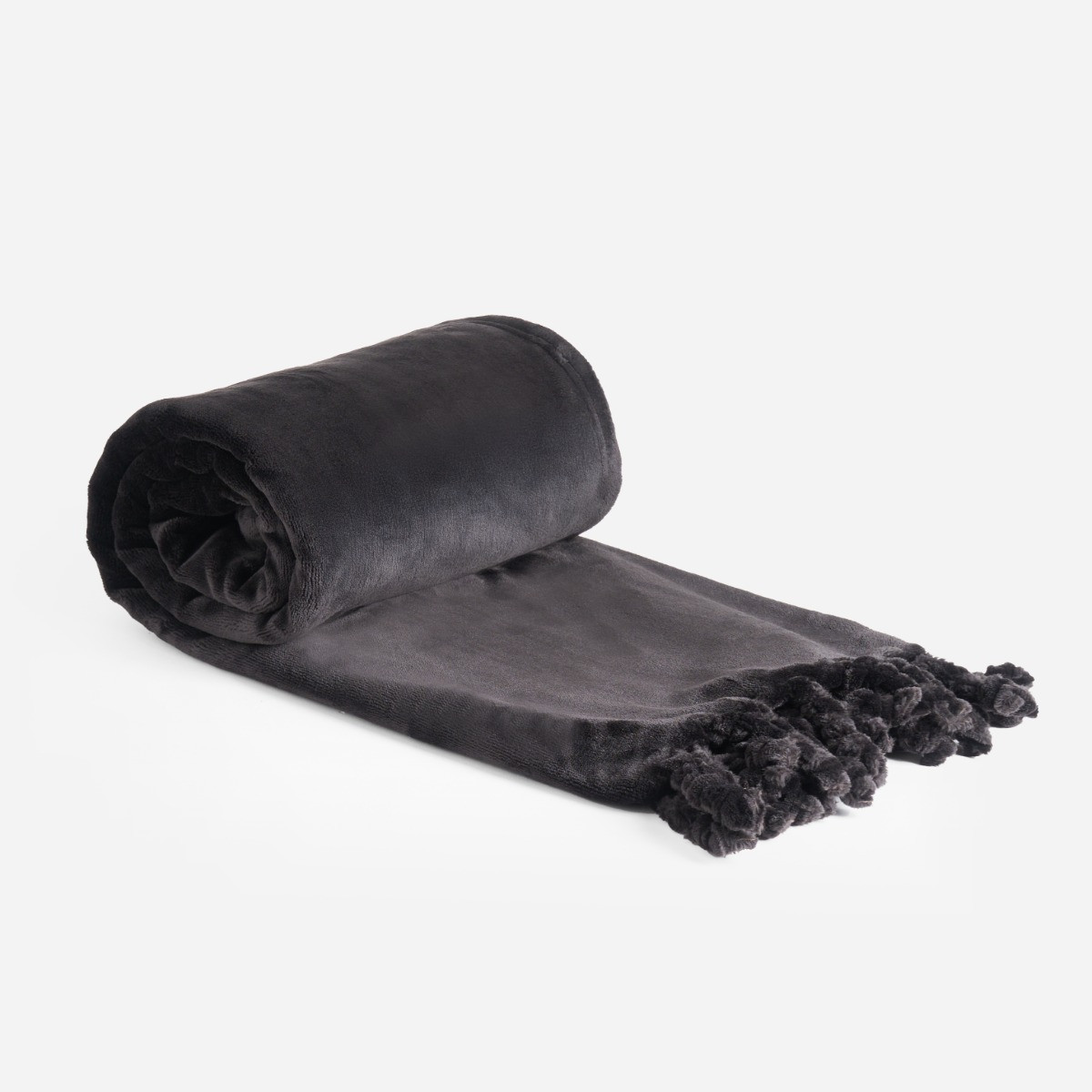 OHS Ultra Soft Tassel Throw - Black>
