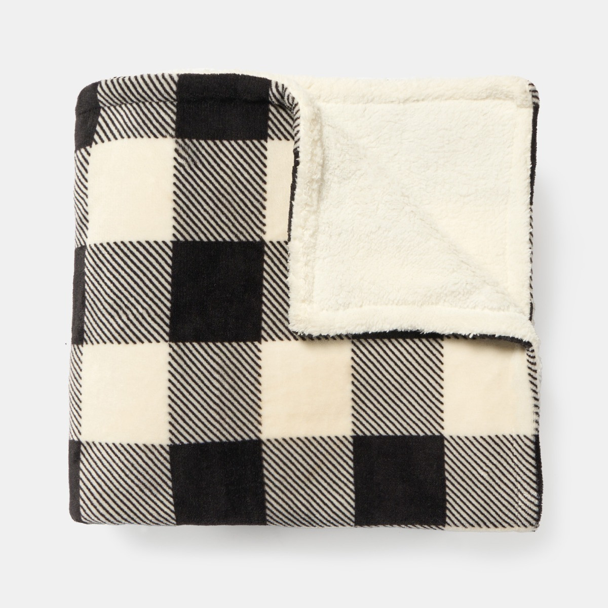 OHS Gingham Print Fleece Throw - Monochrome>