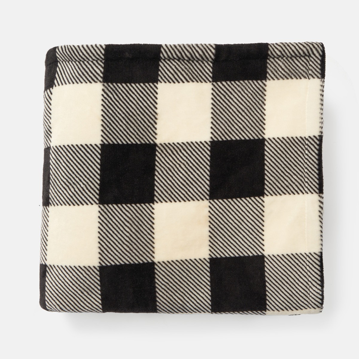 OHS Gingham Print Fleece Throw - Monochrome>