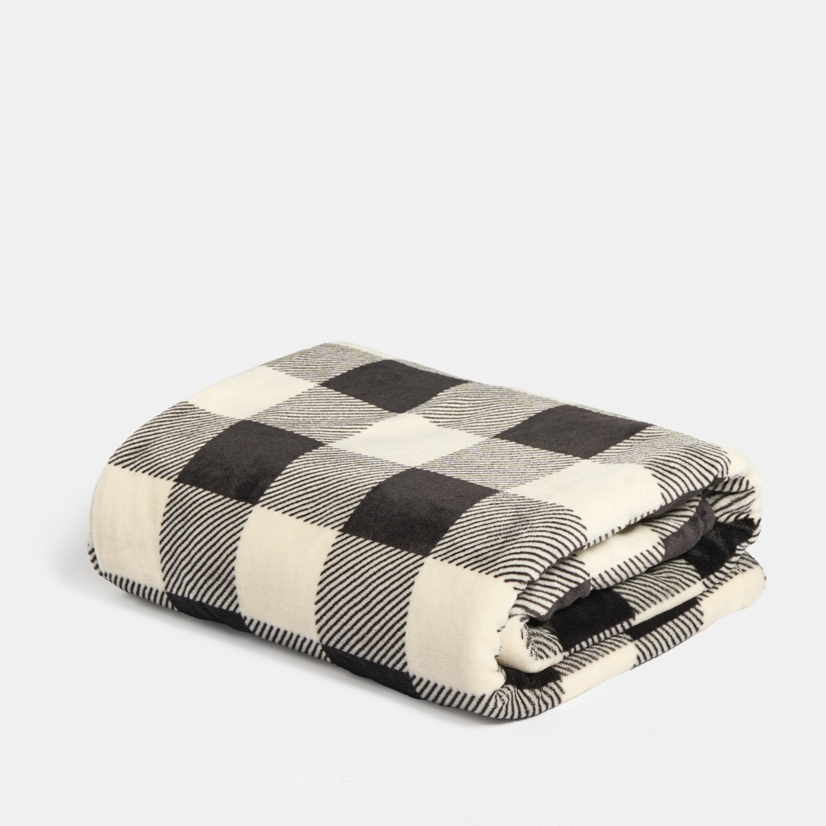 OHS Gingham Print Fleece Throw - Monochrome>