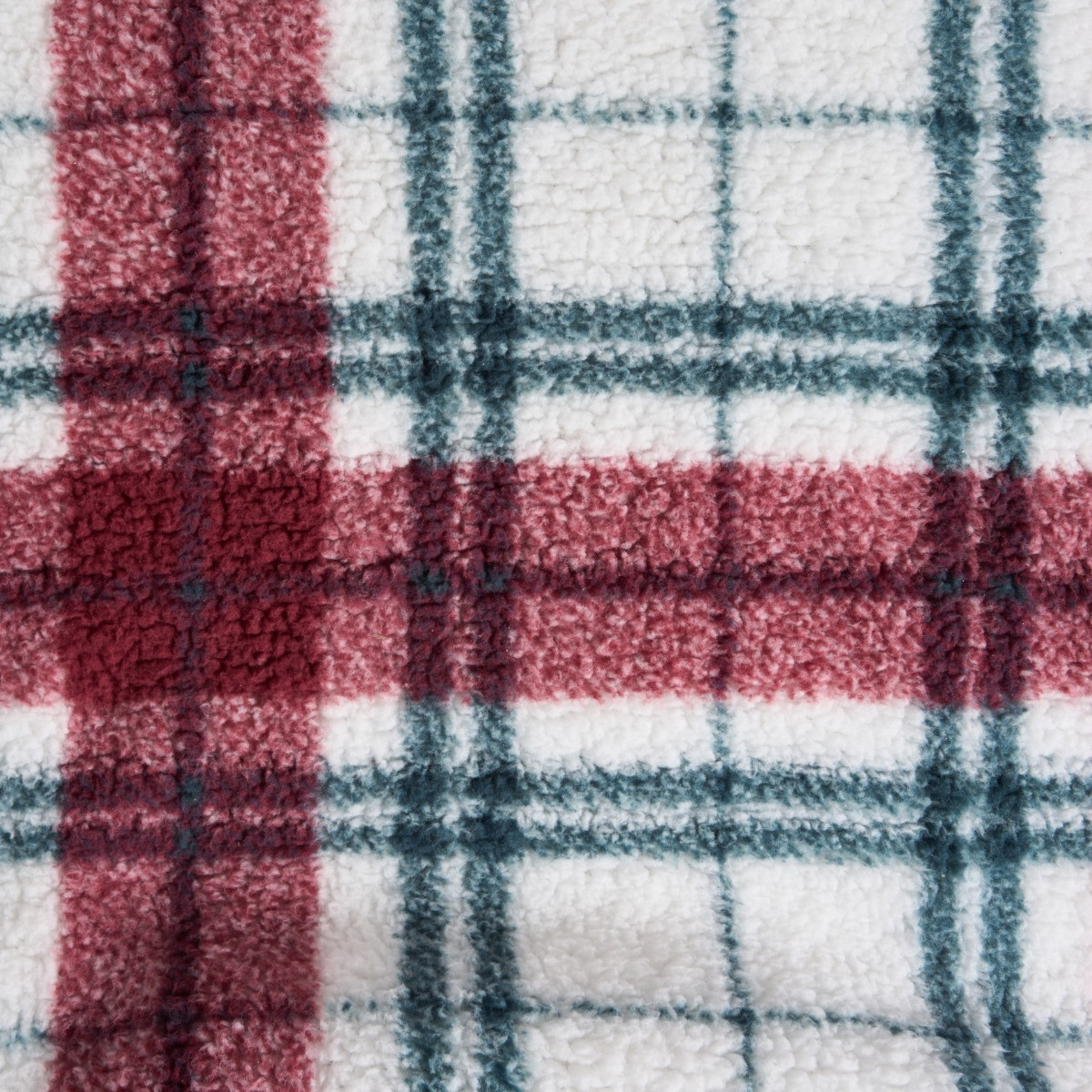 OHS Check Tassel Sherpa Throw - Red/Green>