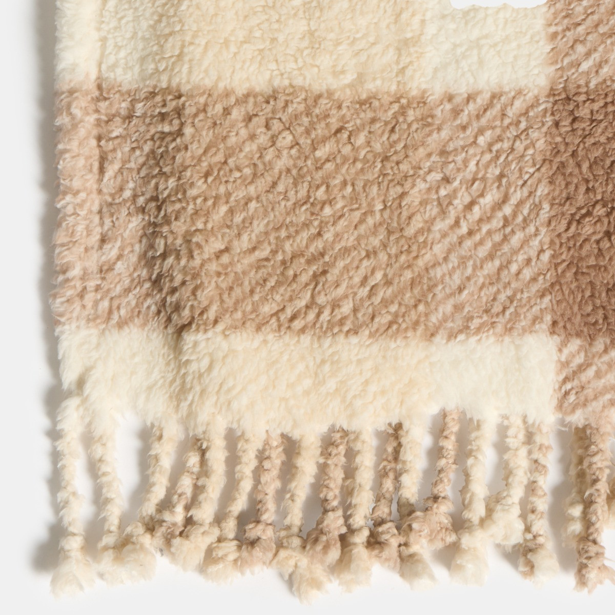 OHS Check Tassel Sherpa Throw - Rust>