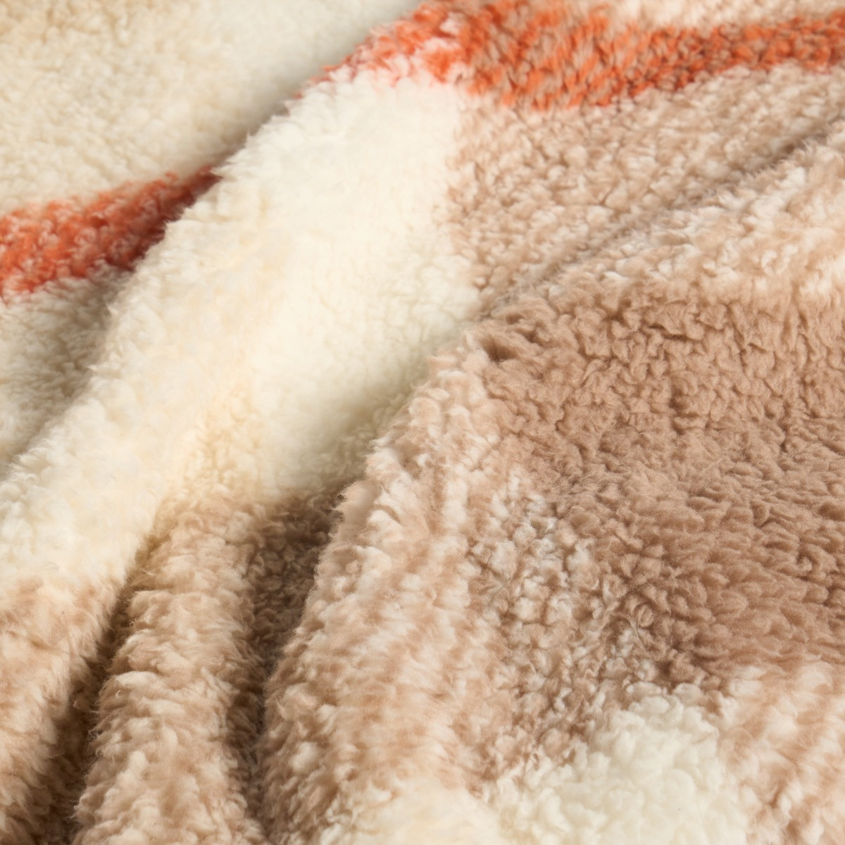 OHS Check Tassel Sherpa Throw - Rust>