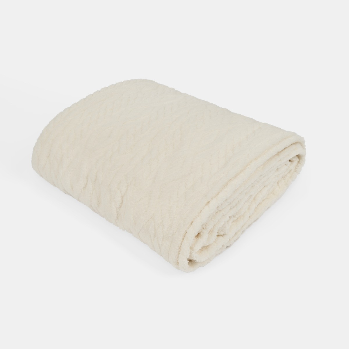 OHS Cable Knit Family Throw - Cream>