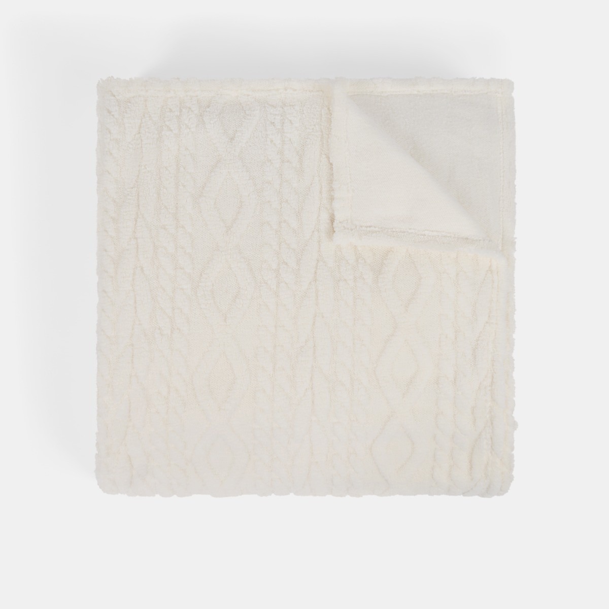 OHS Cable Knit Family Throw - Cream>