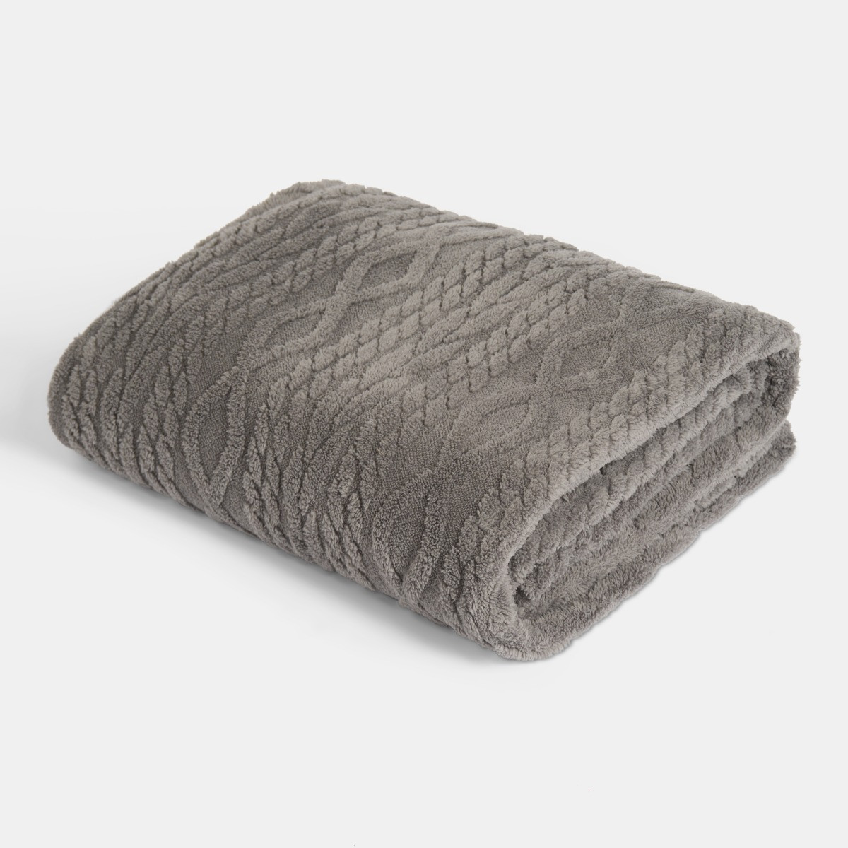 OHS Cable Knit Family Throw - Grey>