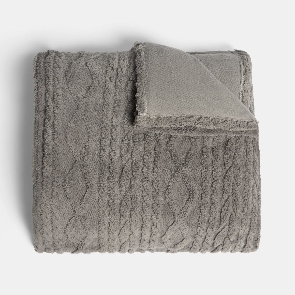 OHS Cable Knit Family Throw - Grey>