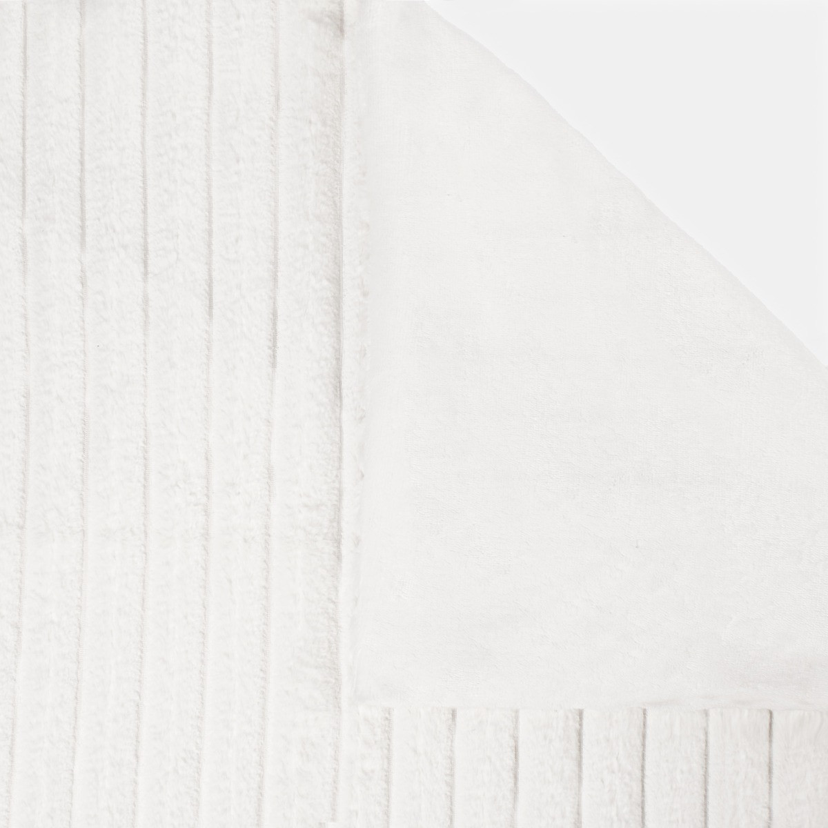 OHS Faux Fur Thick Ribbed Throw, White - 125 x 150cm>