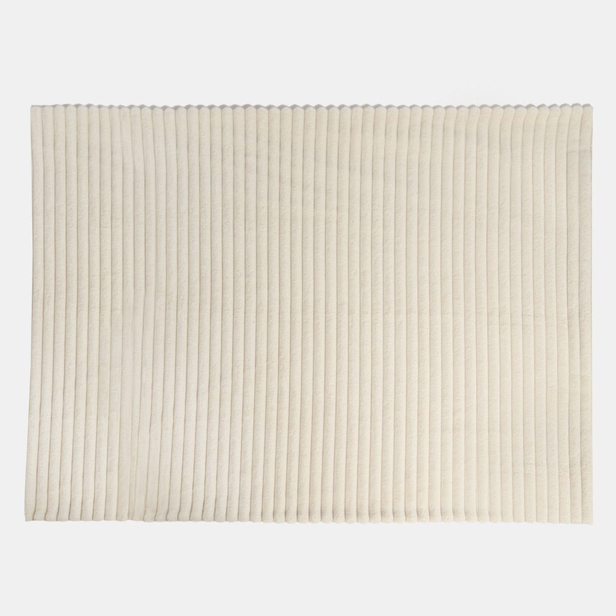 OHS Faux Fur Thick Ribbed Throw, Natural - 125 x 150cm >
