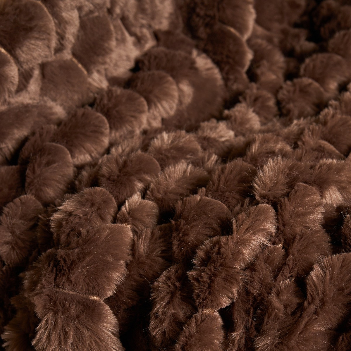 OHS Waffle Faux Fur Throw - Chocolate>