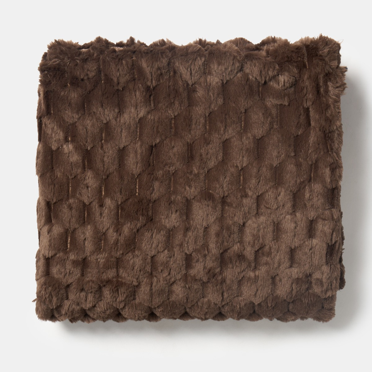 OHS Waffle Faux Fur Throw - Chocolate>