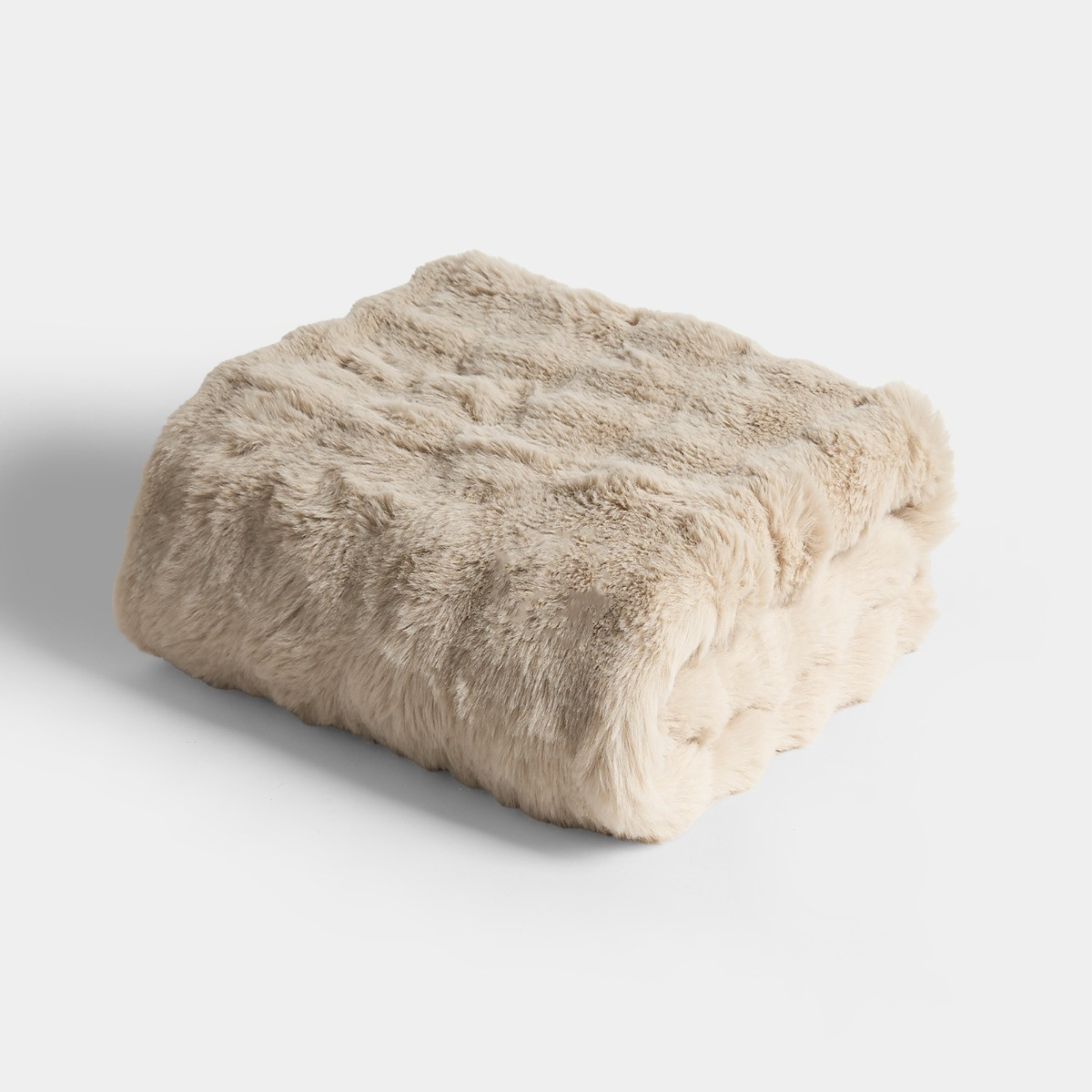 OHS Bubble Faux Fur Throw - Natural>