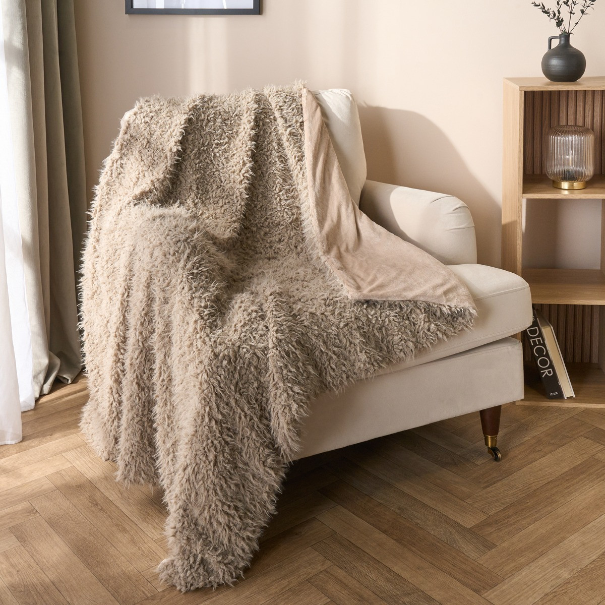 OHS Sofia Faux Fur Throw - Mink>