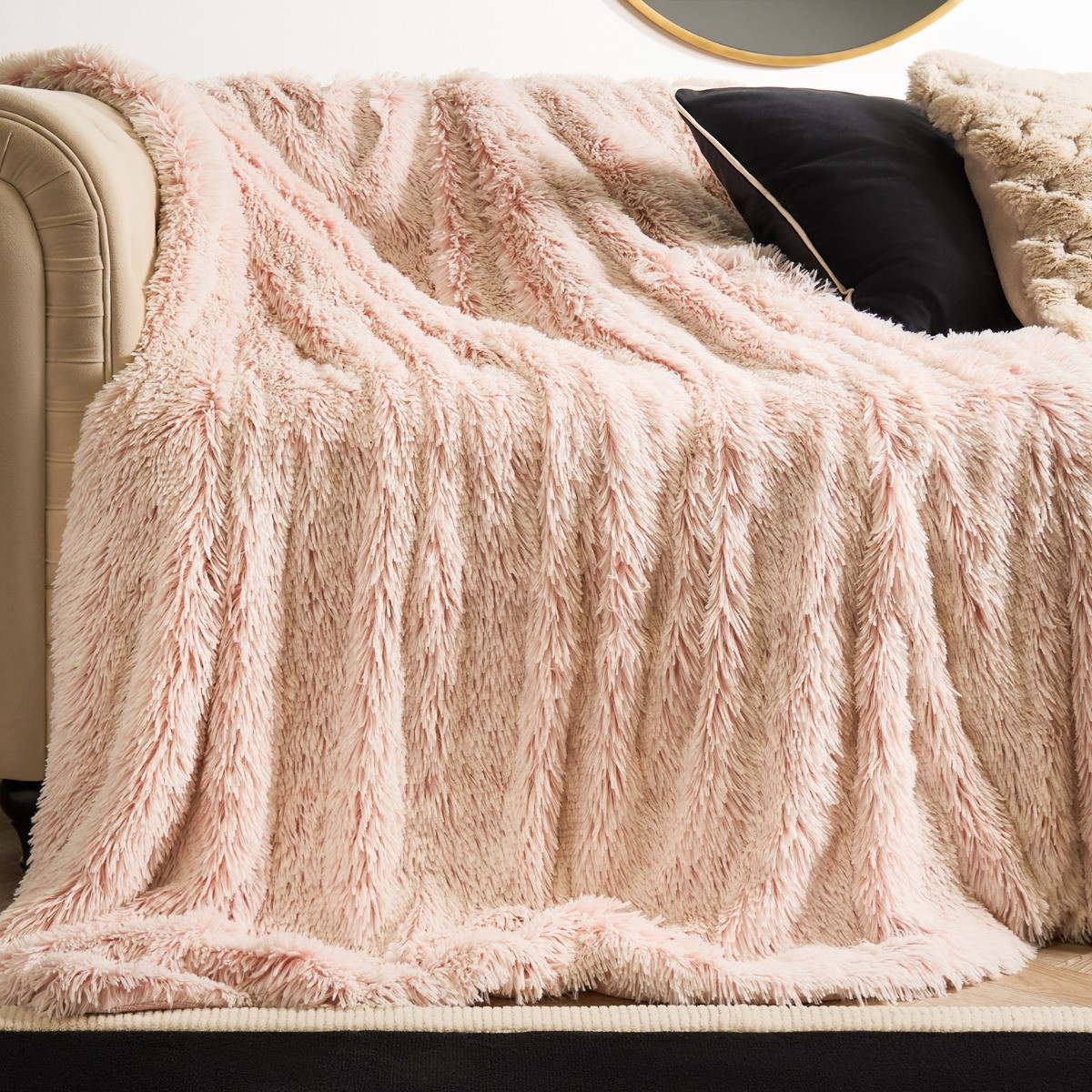 OHS Marl Fluffy Throw - Blush>