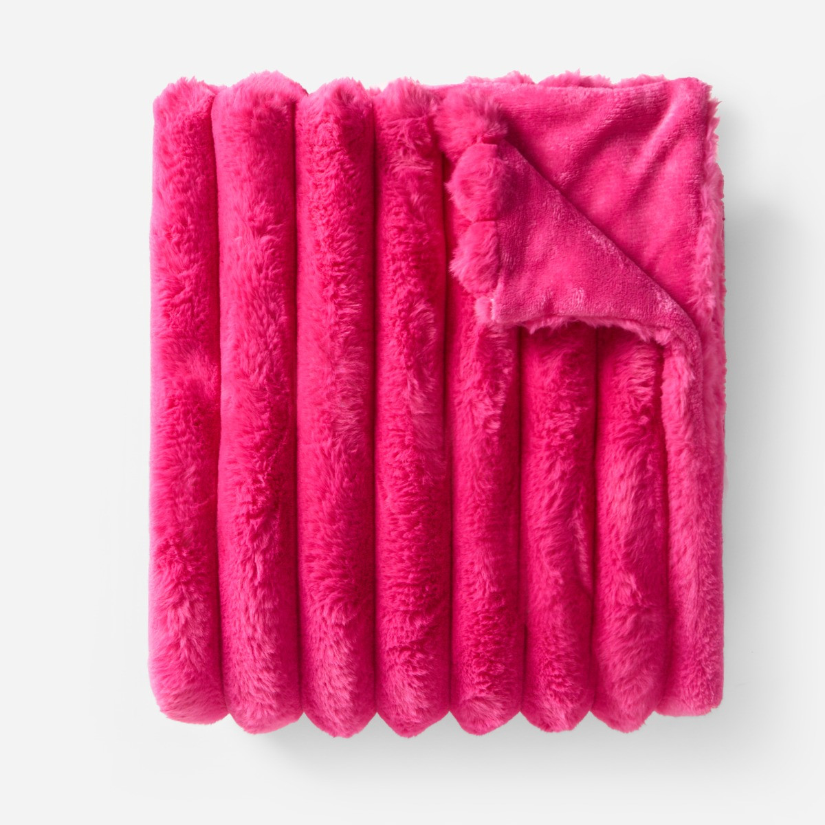 OHS Jumbo Faux Fur Ribbed Throw - Hot Pink>