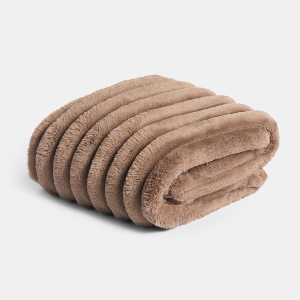 OHS Jumbo Faux Fur Ribbed Throw - Mink>