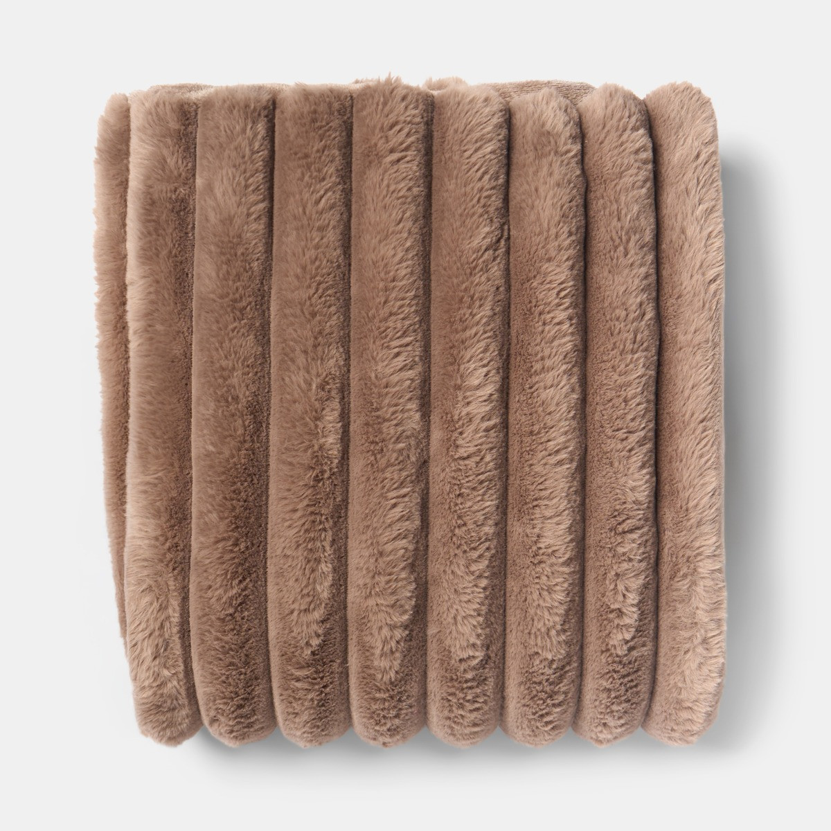 OHS Jumbo Faux Fur Ribbed Throw - Mink>