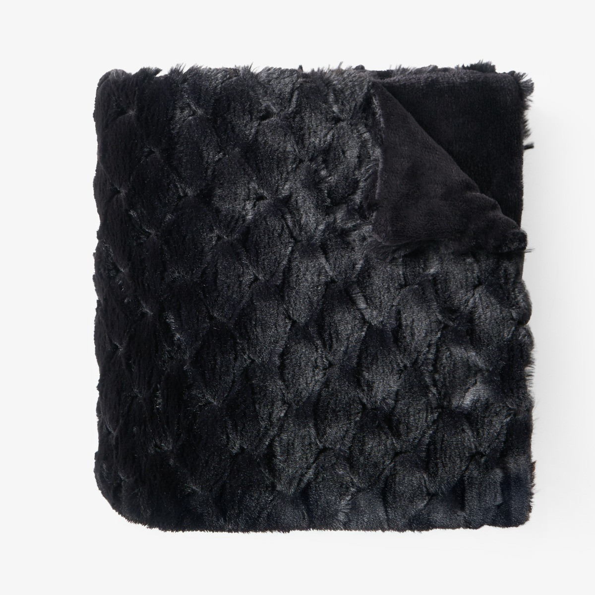 OHS Jumbo Waffle Fur Throw - Black>