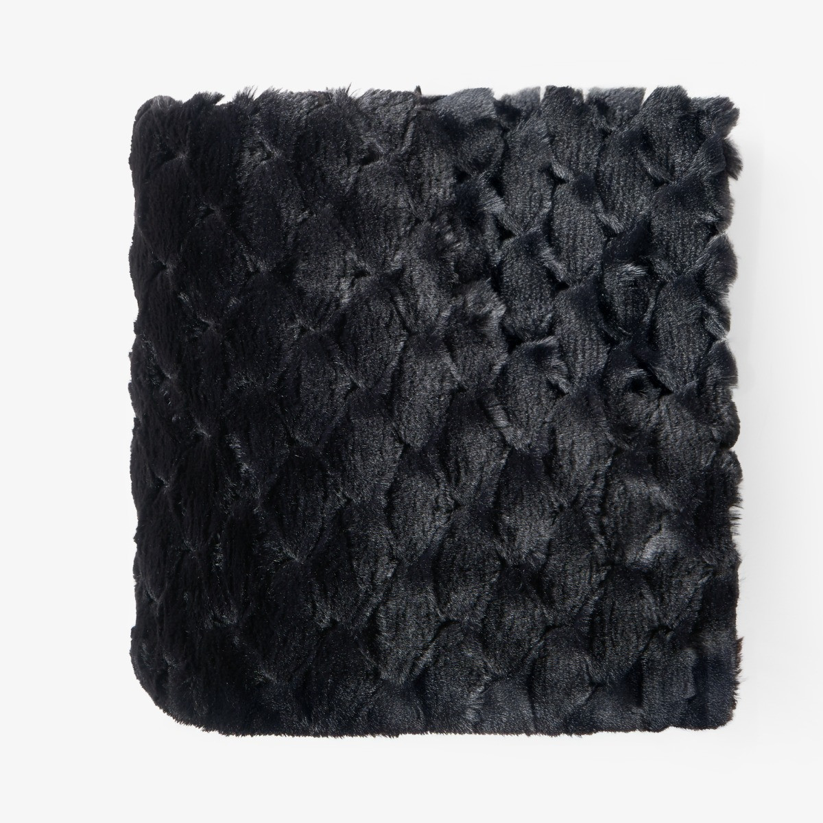 OHS Jumbo Waffle Fur Throw - Black>