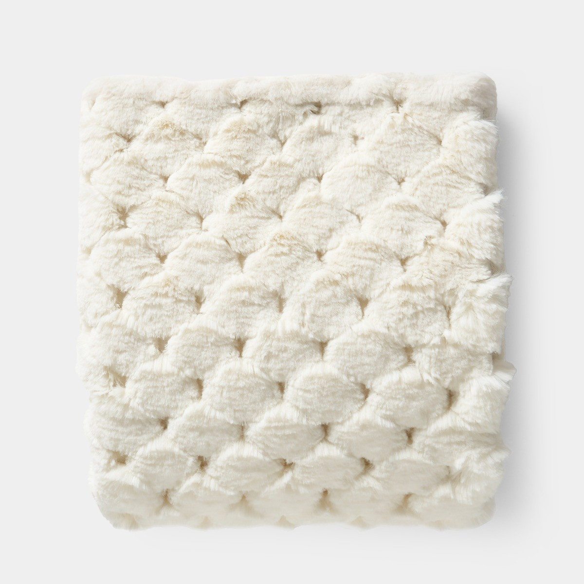 OHS Jumbo Waffle Fur Throw - White>