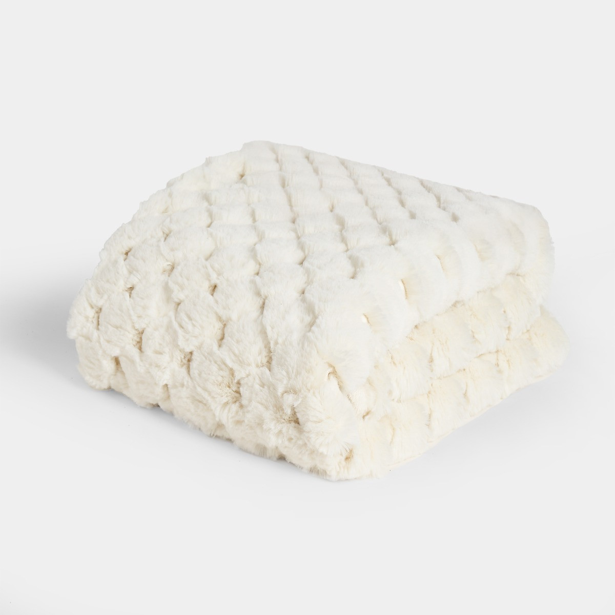 OHS Jumbo Waffle Fur Throw - White>